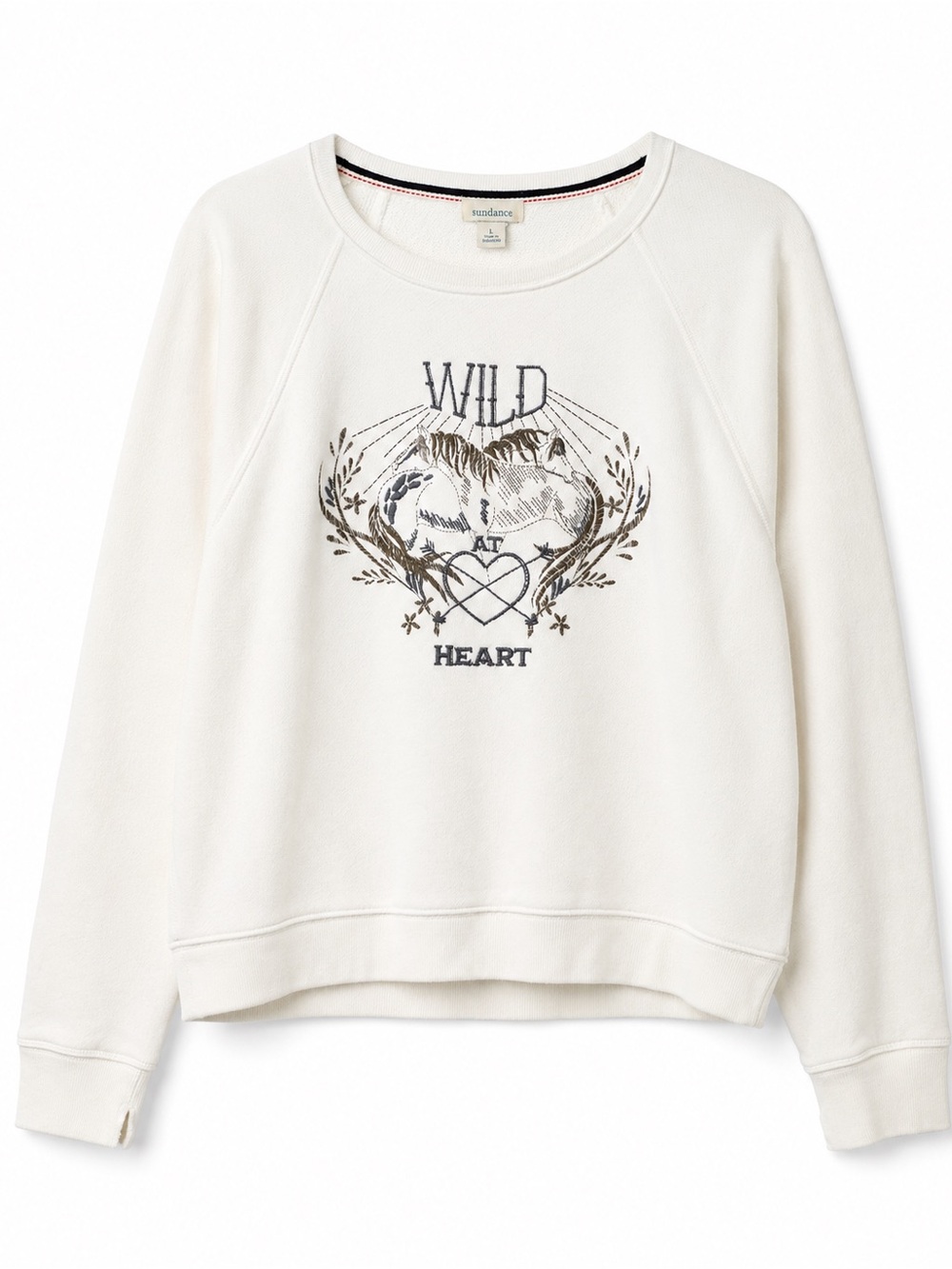 Sundance Wild At Heart Graphic Sweatshirt Ivory Horse Heart Pullover Large